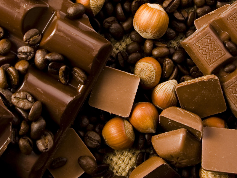 шоколад, орехи