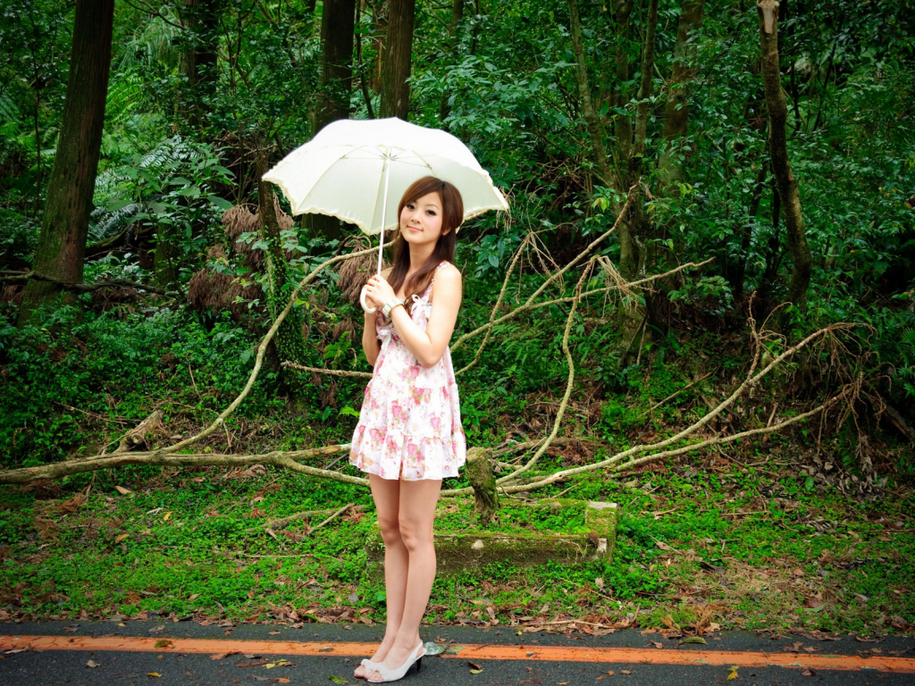 девушка, красивая, фотосессия, с зонтиком