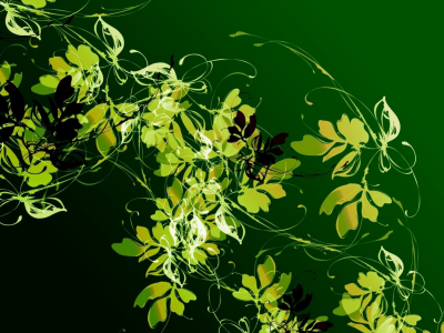 листья, арт, 3d, зелень