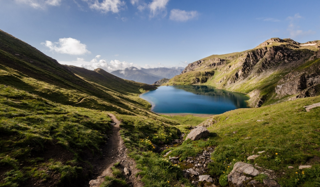 горы, ландшафт, река