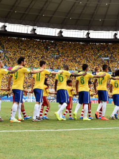 стадион, футболисты, сборная бразилии