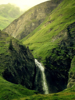 природа, горы, альпы, водопад