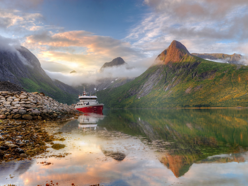 норвегия, горы, море