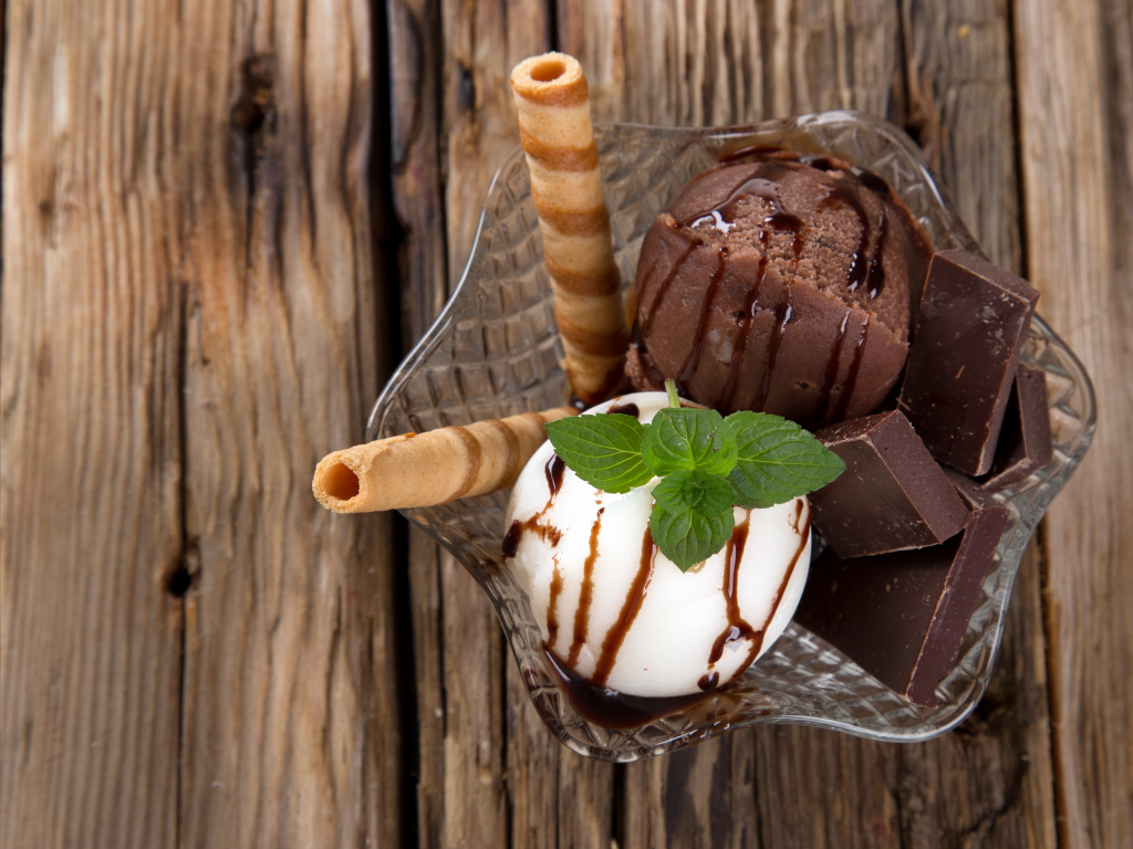 десерт, шоколад, мороженое