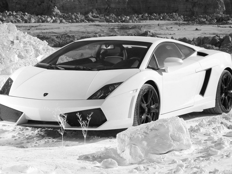 авто, lamborghini aventador, снег