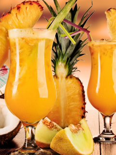 сок, ананас, кокос, стакан, коктейль