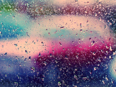 стекло, капли дождя