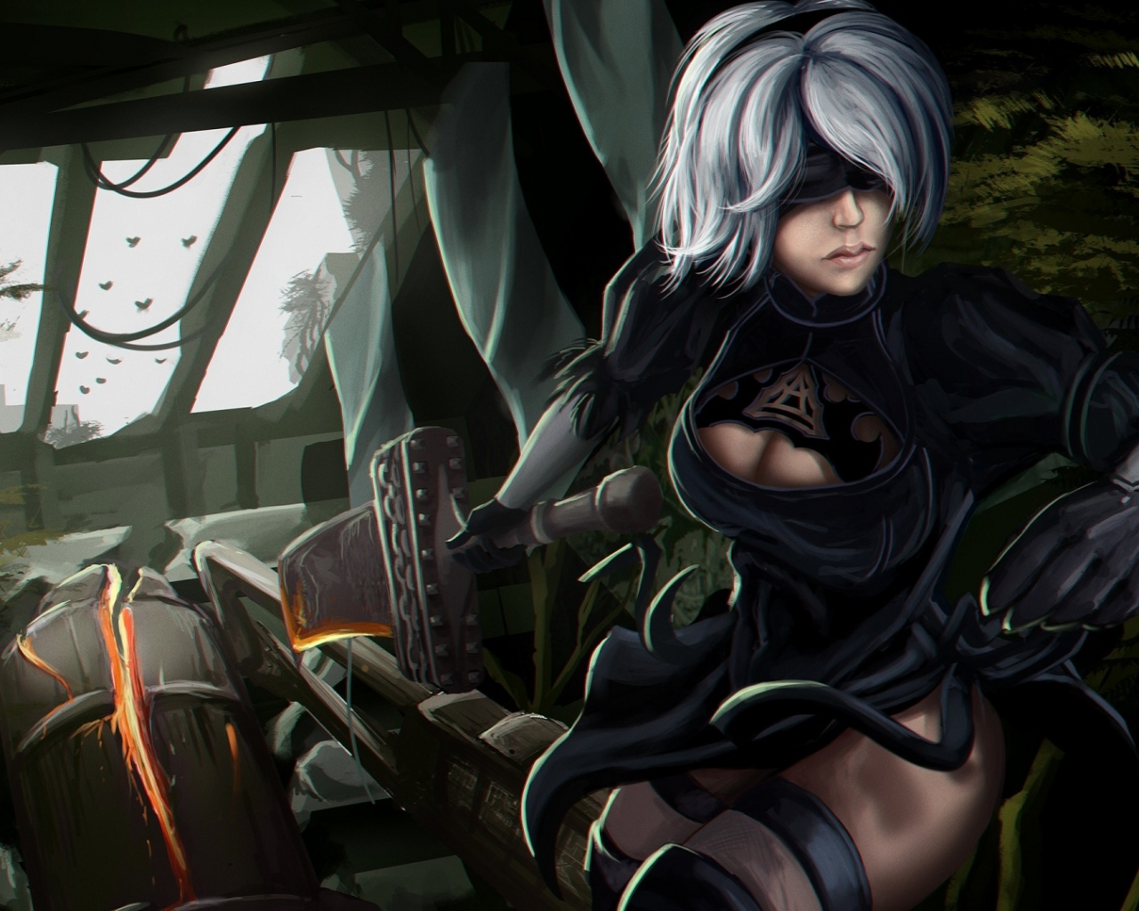 nier automata, девушка, киборг