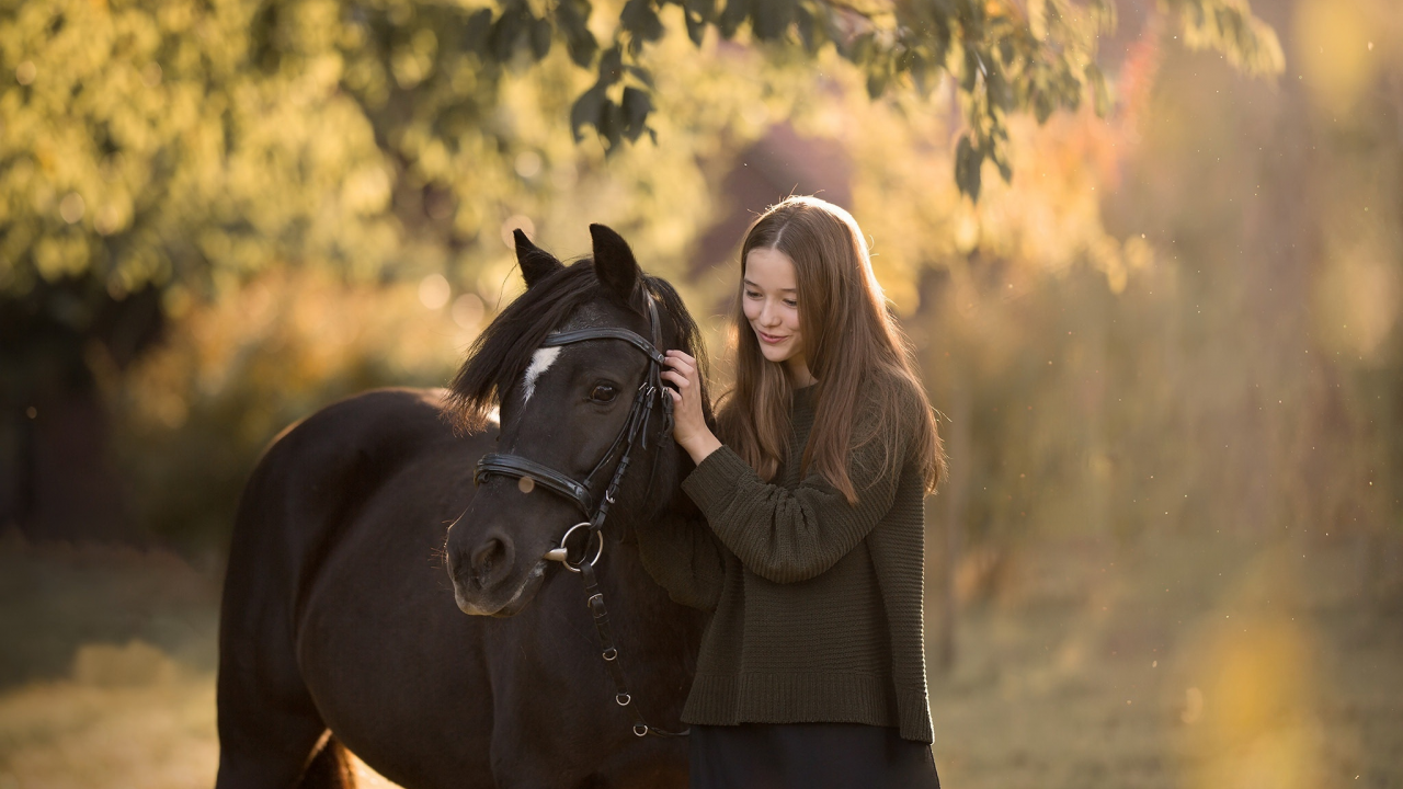 девушка, лошадь, красивая