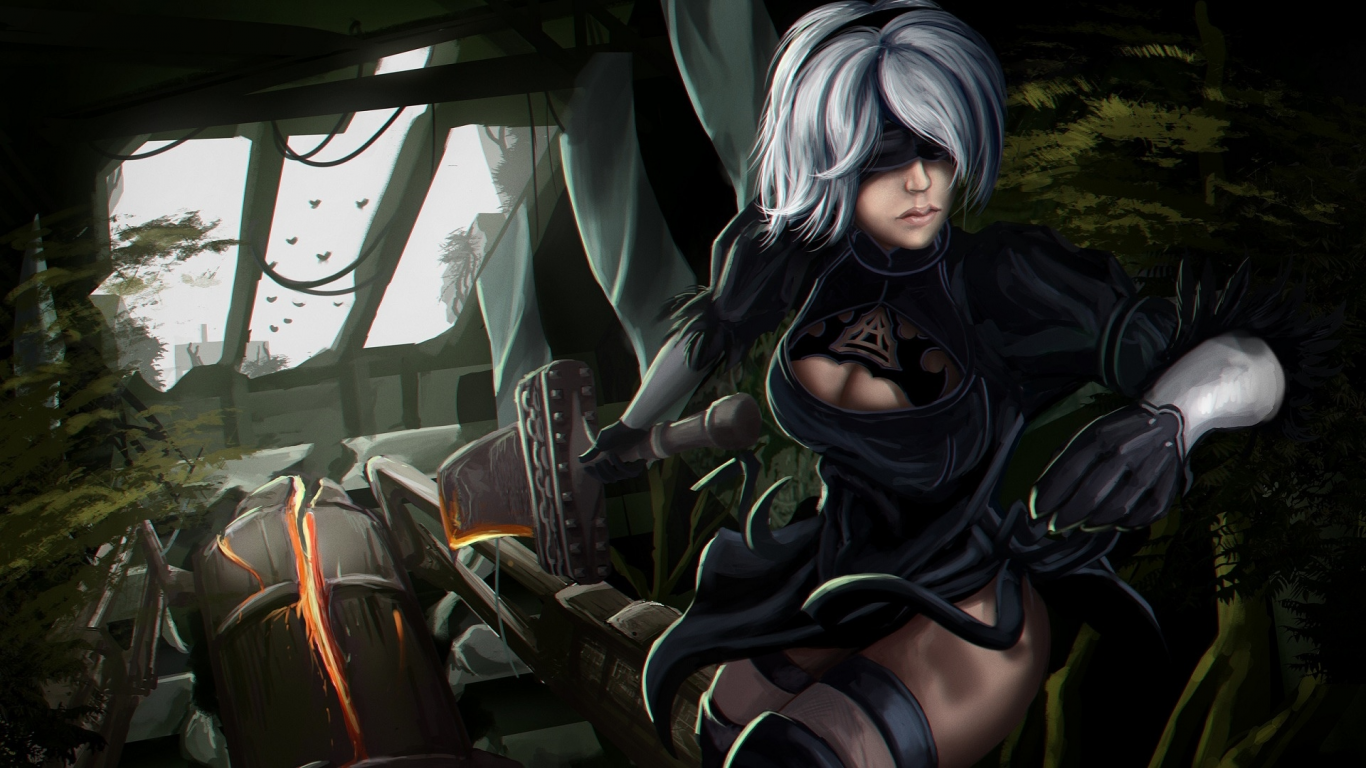 nier automata, девушка, киборг