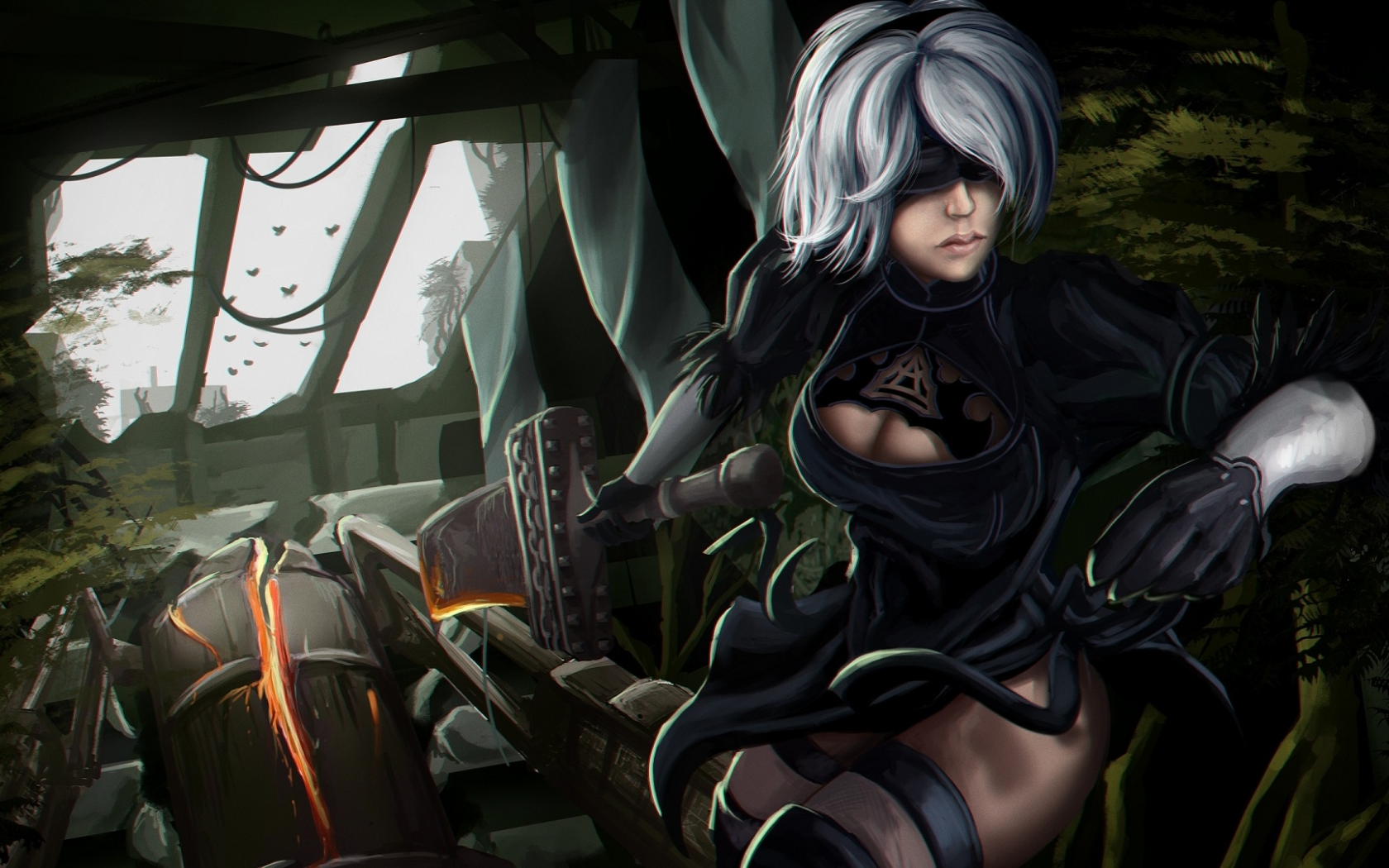 nier automata, девушка, киборг