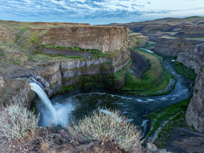 горы, водопад, поток, вода