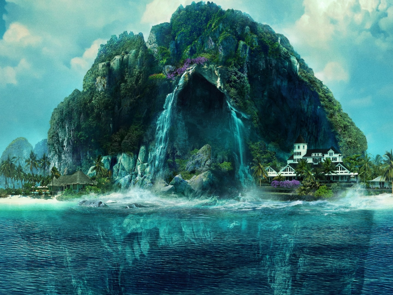 fantasy island, море, остров, пещера