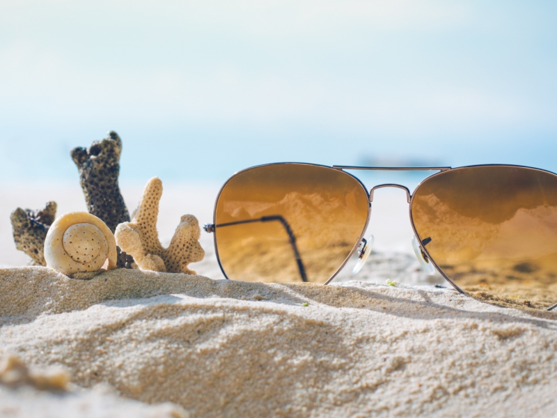 пляж, песок, очки