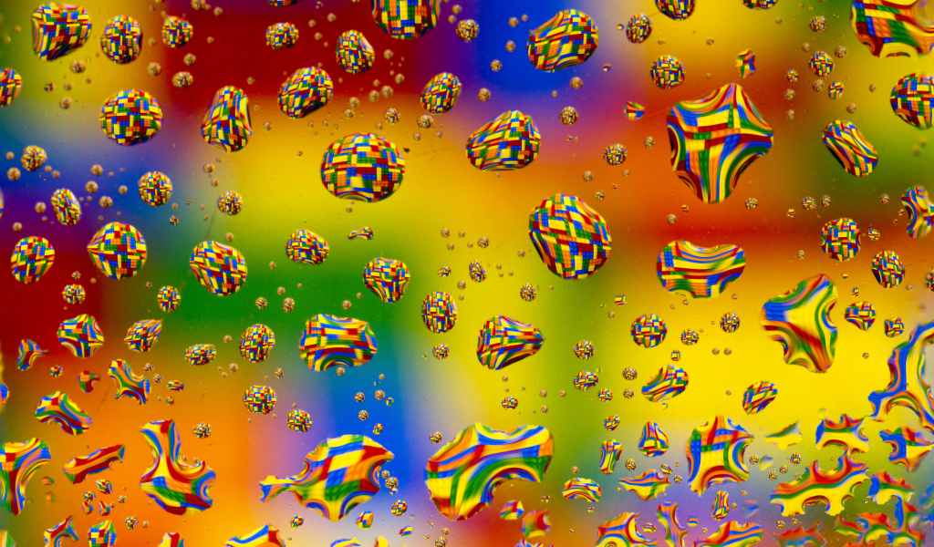 абстракция, пузыри, капли, разноцветье