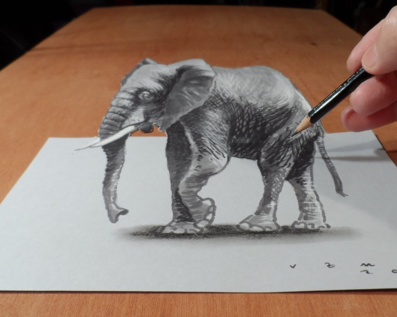 рисунок, 3д слон