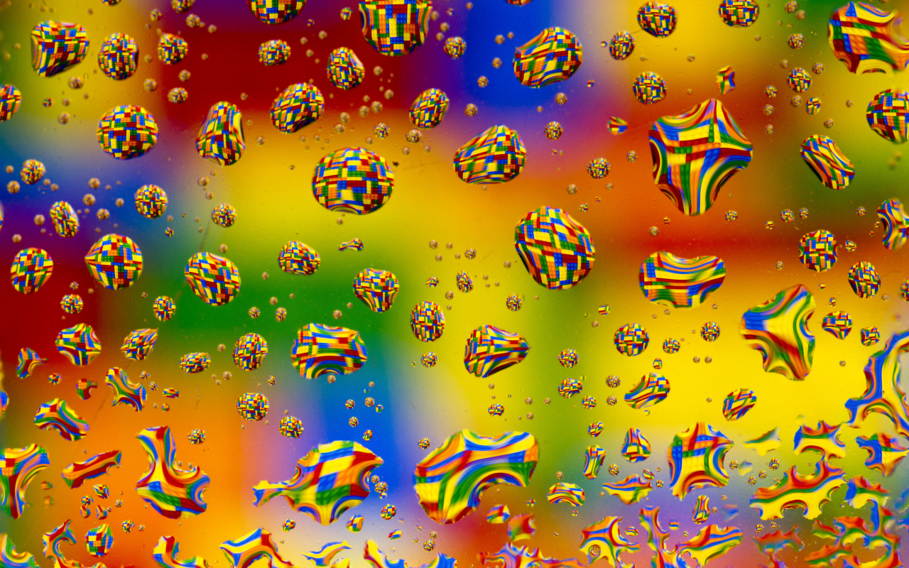 абстракция, пузыри, капли, разноцветье