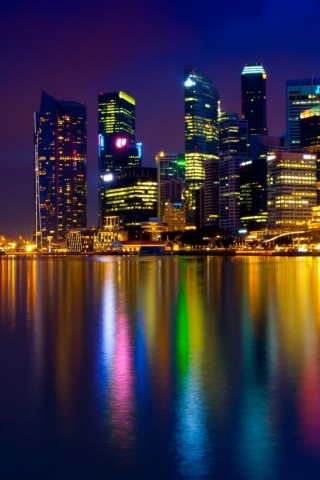 город, сингапур, ночь, небоскрёб