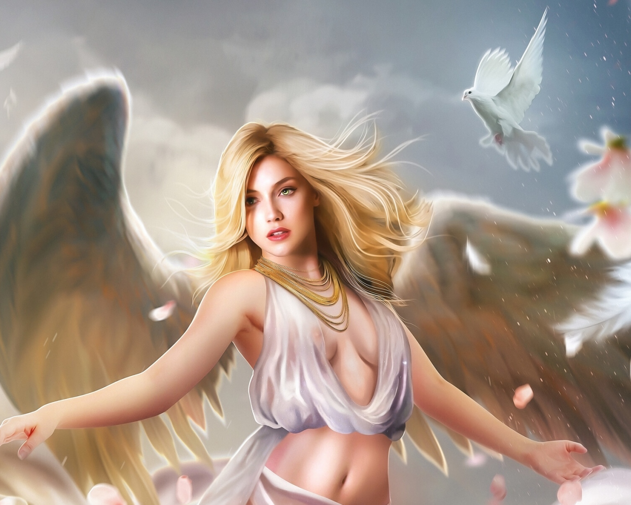фэнтези, девушка, ангел, крылья