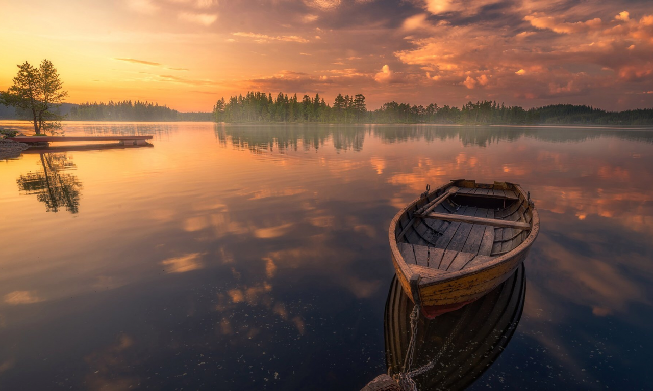 озеро, лодка, норвегия