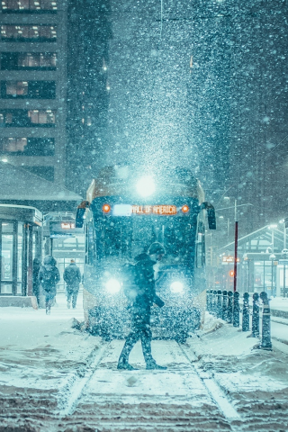 город, снегопад, улица