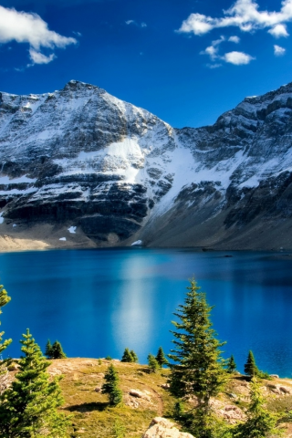 пейзаж, горы, озеро, деревья, канада