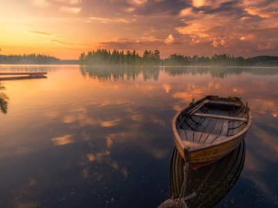 озеро, лодка, норвегия