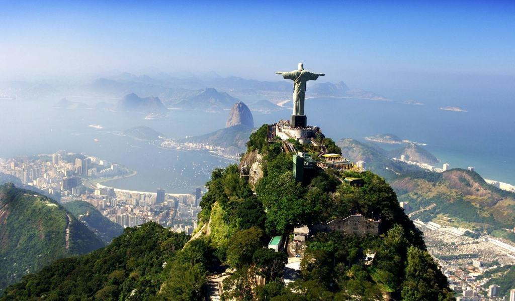 пейзаж, статуя, бразилия, вид