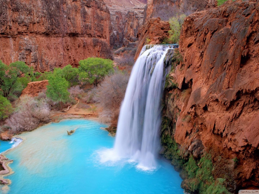 природа, аризона, arizona, водопад, река, скалы