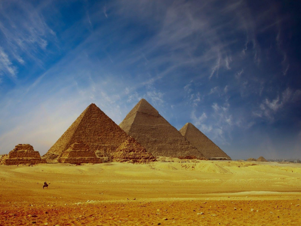пейзаж, пустыня, пирамида, египет
