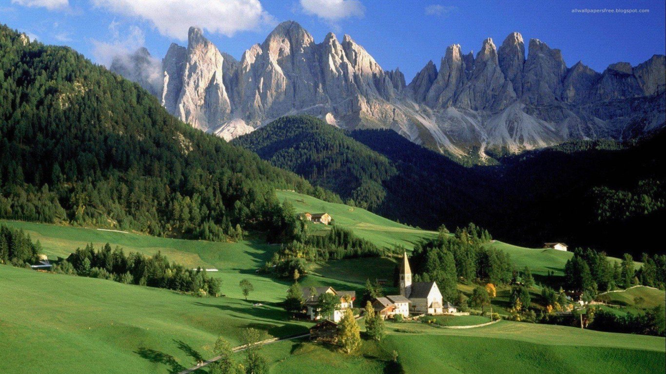 пейзаж, горы, деревня, австрия, austria