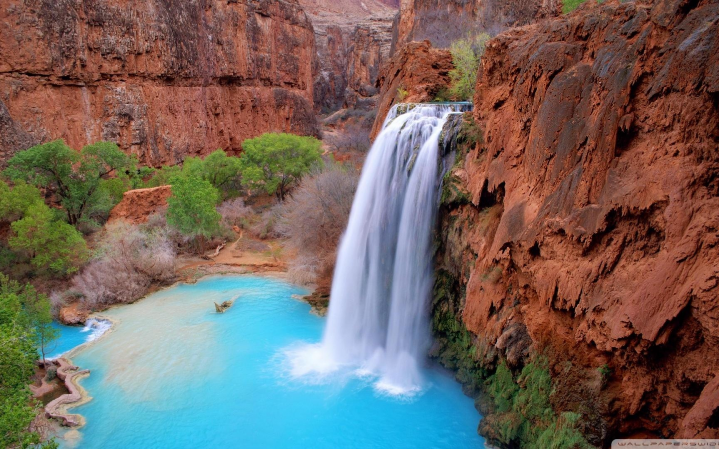 природа, аризона, arizona, водопад, река, скалы