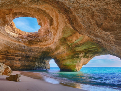 природа, пещера, скалы, море, пляж