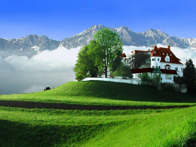 пейзаж, горы, домик, австрия, austria
