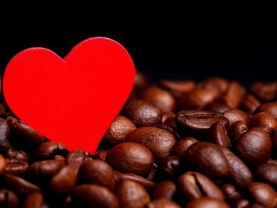 кофе, зёрна, сердечко