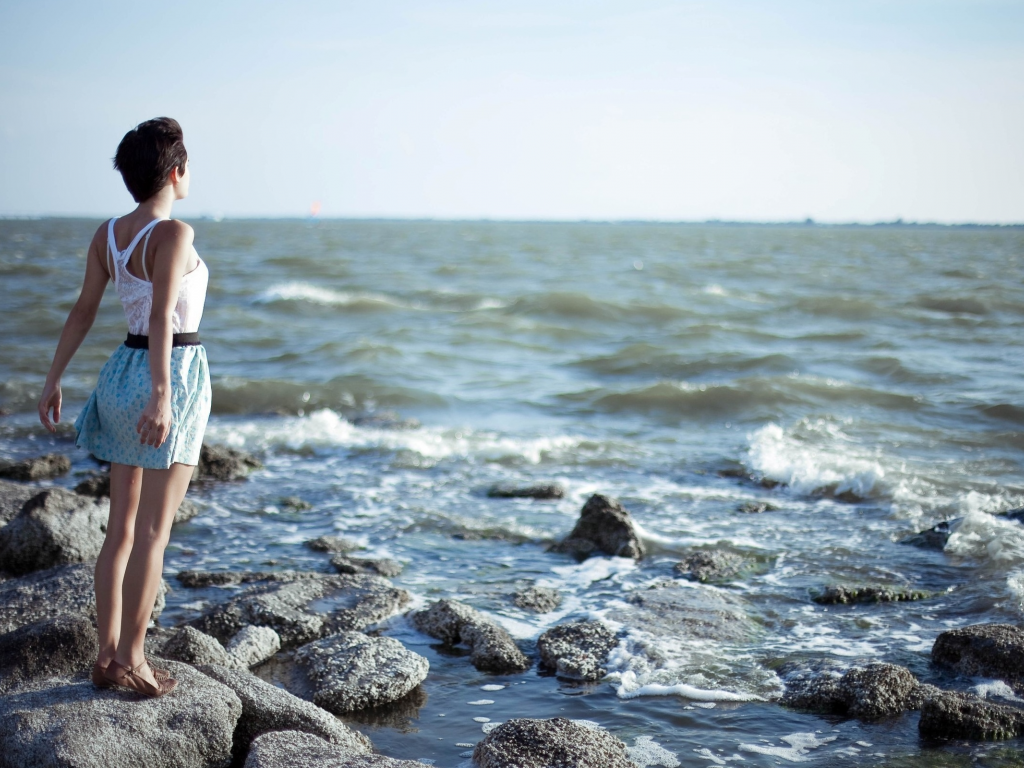 девушка, на берегу моря