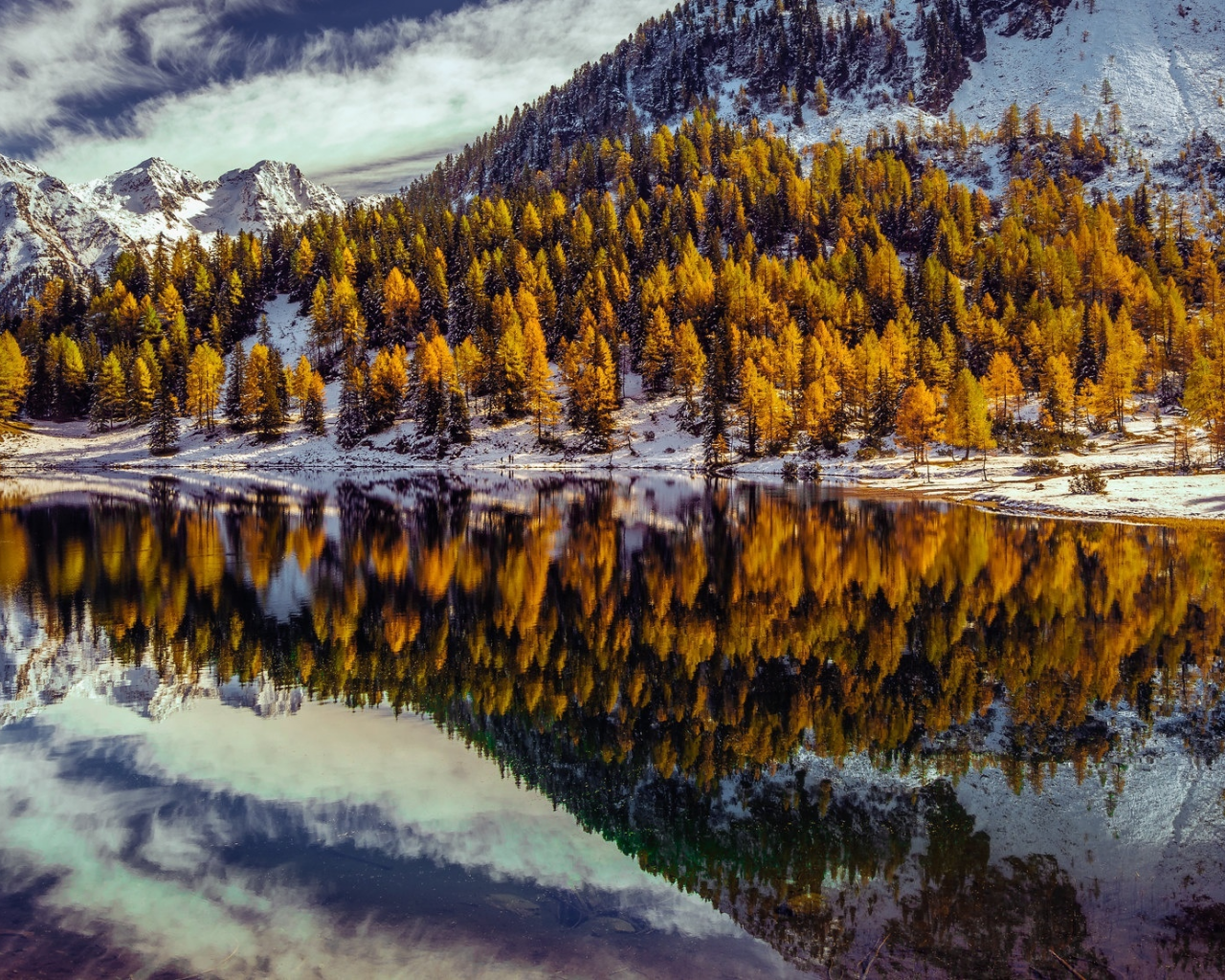 озеро, лес, деревья в горах, осень