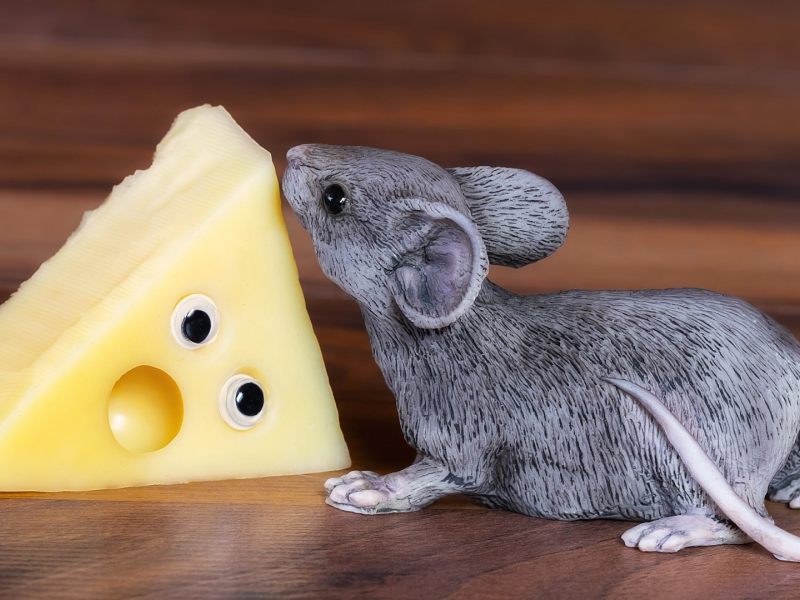 мышь, ест сыр