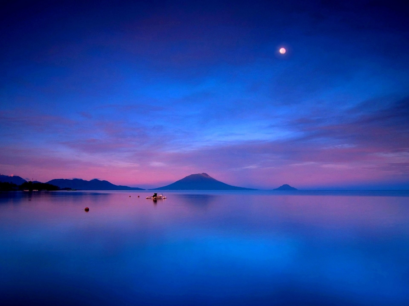 landscape, sea, night, moon, calm, background