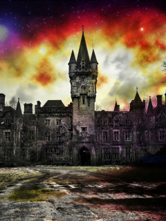 fantasy, castle, horror, night, glow, moon, darkness