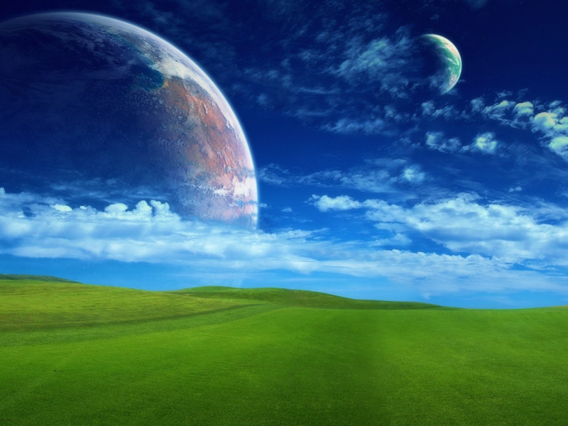 landscape, sky, field, planet, moon