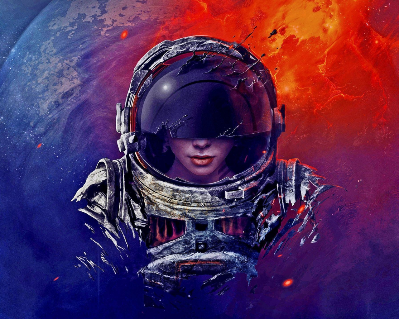 astronaut, spacesuit, space, face