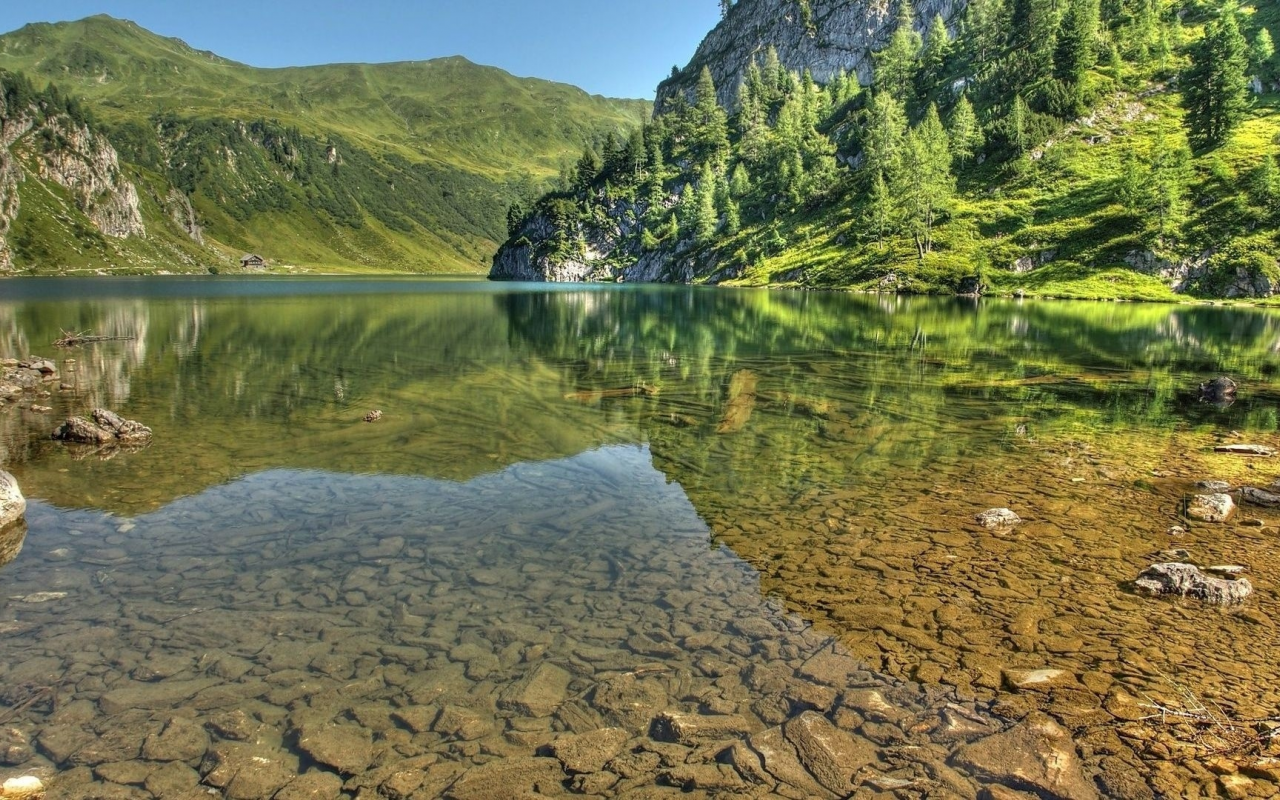 nature, mountains, rocks, lake, transparency