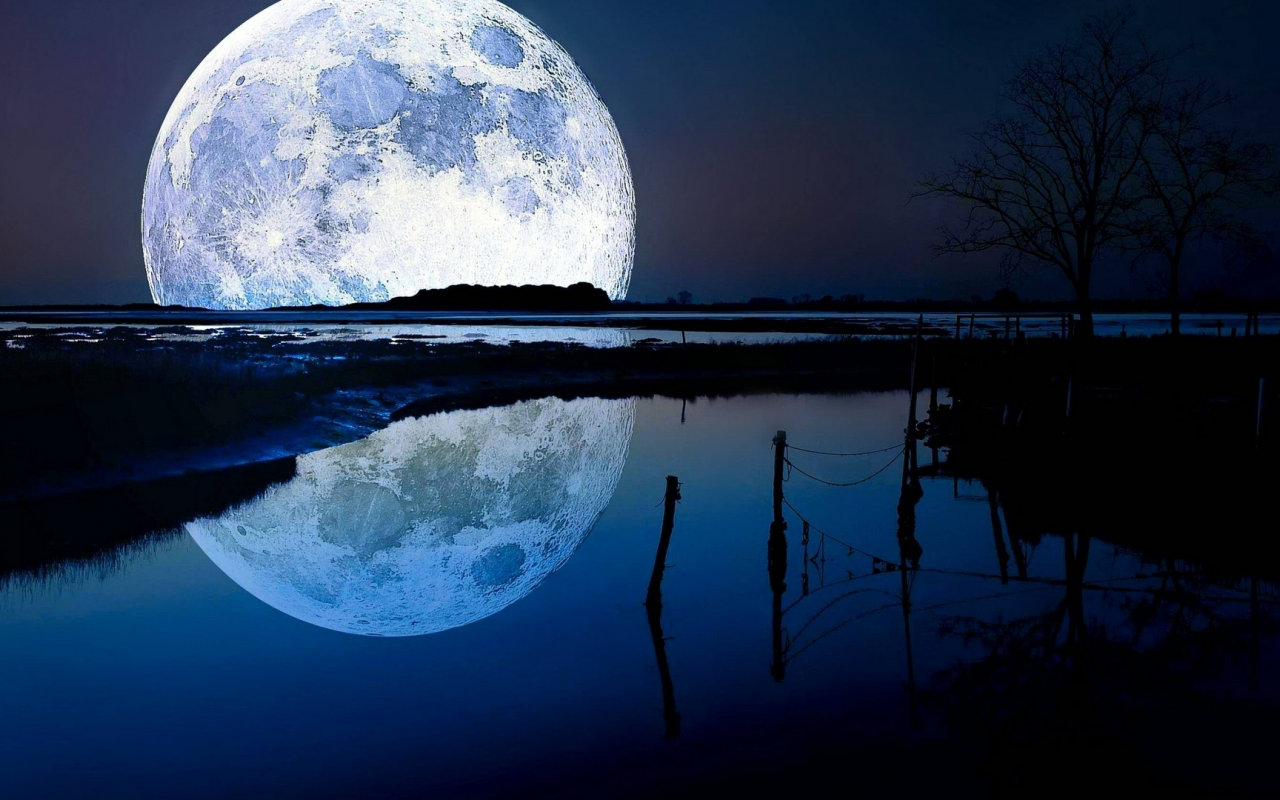 nature, night, moon