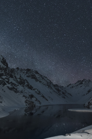stars, montains, lake