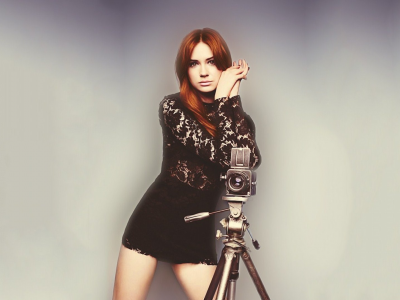 girl, beautiful, pretty, redhead, camera
