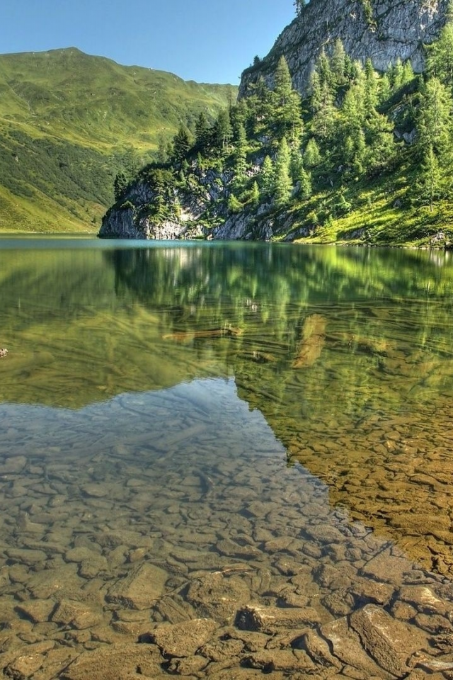 nature, mountains, rocks, lake, transparency