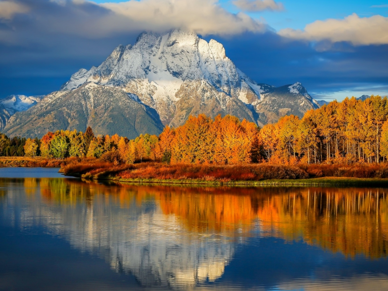 landscape, nature, mountains, forest, lake, autumn