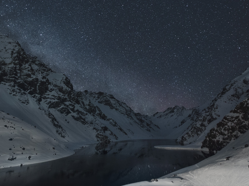 stars, montains, lake