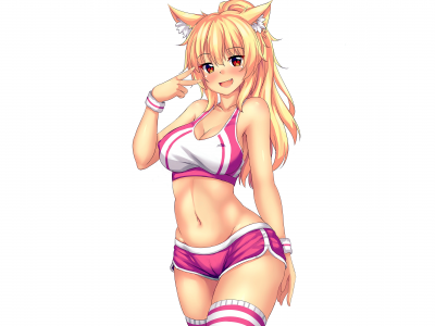 anime, girl, sexy, erotic, blonde, long hair, tiffy, nekomimi